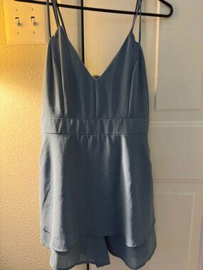 Altar'd State Romper blue, v neck and fluffy Medium Size